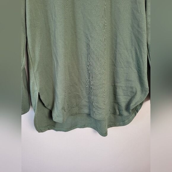 Herou Sage Green Slub Tee Tunic Round Hem Soft Casual Lounge Basic Neutral L - Picture 3 of 7